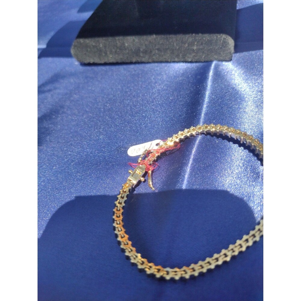 RINC Gold Vermeil Crystal Tennis Bracelet Silver Gilt - Picture 5 of 5